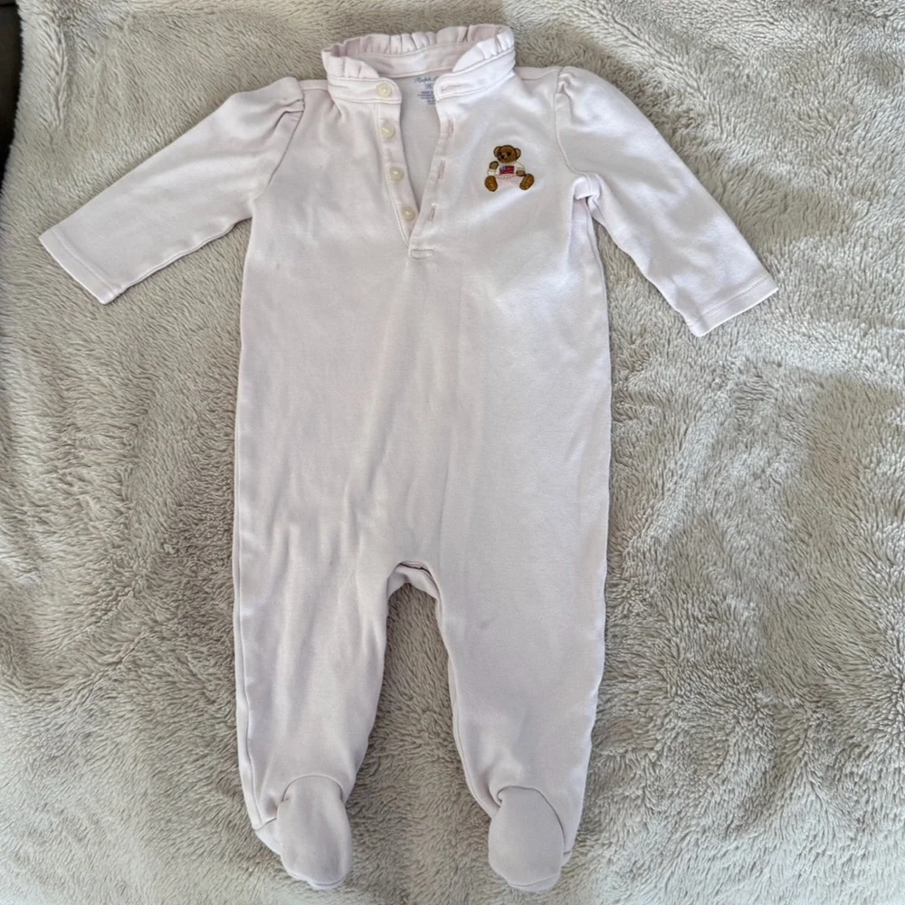 Ralph Lauren Pink Footie One Piece with Cozy Design